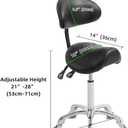 Antlu Saddle Stool Rolling Chair with Back Support,Esthetician Tattoo Dental Stool Chair,Lash Chairs for Eyelash Tech Massage Salon(Black,with Backrest), Adjustable Backrest