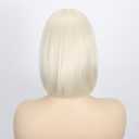 Svolna White Blonde Short Bob Wig with Bangs, Platinum Blonde Synthetic Straight Hair Wigs for Women, 14 Inch Cosplay Costume Bob Wig (613#)