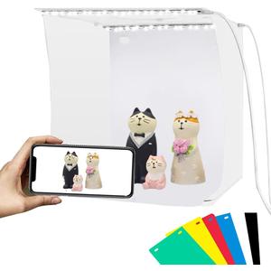 PULUZ Mini Photo Studio Light Box, Portable Folding Photo Shooting Tent with 2 LED Panels and 6 Colors Backdrops,Light Box Photography for Small Size Products PULUZ Mini Photo Studio Light Box, Portable Folding Photo Shooting Tent with 2 LED Panels and 6 Colors Backdrops,Light Box Photography for Small Size Products