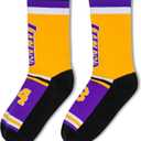 Boys Socks,Basketball Baseball Softball Football Athletic Socks Team Color Gifts for Youth Ages 8-12 (La-gold)