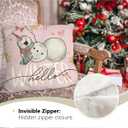 HONLUNG Winter Snowman Throw Pillow Covers 18x18,Pink Christmas Decorative Pillows Cover,Hello Winter Pillow Cover Decor for Home Sofa Bedroom