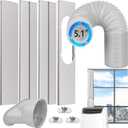 Portable Air Conditioner Window Vent Kit with Exhaust Hose 5.1 Inch Diameter, Adjustable 59 Inch Length Exhaust Hose for AC Seal Plate with Universal for Sliding Window