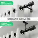 Matte Black Curtain Rods for Windows 48 to 84 Inches, Adjustable Heavy Duty 1" Diameter Curtain Rod with Modern Solid Metal Finials for Outdoor Farmhouse Bedroom Kitchen Living Room