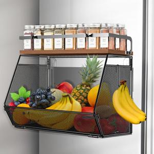 Homecor Magnetic Shelf for Fridge - Fruit Basket and Vegetable Storage, Large Capacity Magnetic Spice Rack Shelves for Side of Refrigerator, Pantry Kitchen Organizers and Storage Countertop, 1 pack