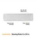 Fiskars 6" x 24" Sewing & Quilting Ruler with Gridlines, Clear/Black