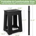 Neotidy Foldable Stool Chair, 17.7 Tall Folding Seat for Adults up to 400 lb, Heavy-Duty Plastic Foldable Stool for Sitting, Portable Compact Folding Chair for Home Outdoor Camping, Black