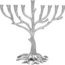 The Dreidel Company Tree of Life Menorah Rustic Pewter Finish Full Size 10 Inches for Hanukkah Fits Standard Chanukah Candles - Collectible Artistic Menorah for Judaic Display