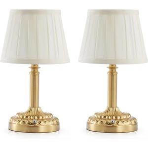 INNOVA BRITE 2 Pack Rechargeable Cordless Table Lamps for Restaurant Dining Table, 5200mAh Small Battery Operated Lamp, Portable Dimmable Touch Bedside Night Light for Bedroom Kitchen Bathroom Patio, 11.2"H- 2 PACK