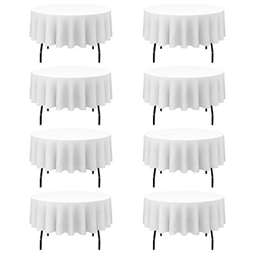 BRILLMAX 9 Pack White Round Tablecloths 90 Inch - Circle Bulk Linen Polyester Fabric Washable Table Cloth Cover for Wedding Reception Banquet Birthday Party Buffet Restaurant
