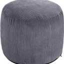 WSOFRLAC Pouf Ottoman Foot Stools Ottoman with Foam Small Corduroy Ottomans for Living Room Ottomans Pouf 20x15 Floor Poufs Foot Rest for Office Chair Dark Grey Foot Stool, Small