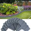 Landscape Edging Border No-Dig for Garden: 9 Inch Tall Flower Bed Border No Dig - 16FT Length Plastic Stone-Like Textured Garden Border for Lawn