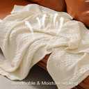 PHF 100% Cotton Waffle Weave Throw Blanket, Soft Lightweight Breathable Cozy Throws for Couch Bed Sofa, Luxury Aesthetic Blanket Gift for Home Decor & Office, 50"x60", Natural