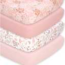 The Peanutshell 4-Pack Fitted Crib Sheet Set - Super Soft & Breathable Baby Girl Crib Sheets, Nursery Decor, Fit for Standard Mattress Cover- Whimsical Floral
