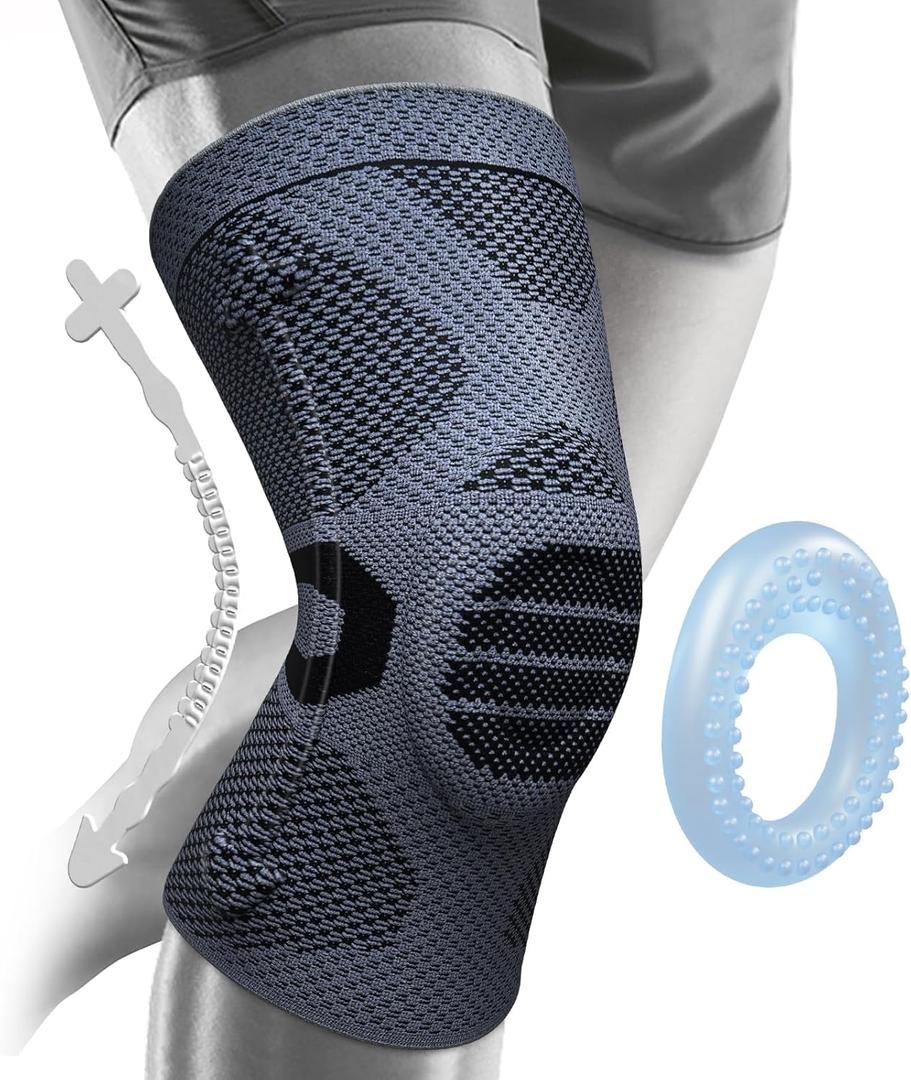NEENCA Professional Knee Brace for Pain Relief, Medical Knee Compression Sleeve, Knee Support with Horizontal Knit Tech for Meniscus Tear, ACL, Arthritis, Joint Pain, Runner, Workout Small