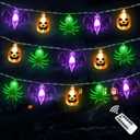 Halloween Lights, 16 FT 30 LED Waterproof 3D Pumpkin Bat Spider Battery Operated String Lights with Timer, 8 Lighting Modes Fairy Lights for Window Indoor Outdoor Decor Halloween Party Decorations
