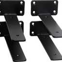 4 Pack - 7 inch Black Hidden L Shelf Bracket (1/5 Inch Thicked) Iron Floating Shelf Brackets Rustic Industrial Metal Brackets for Shelf Support