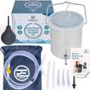 Premium Enema Stainless Steel Enema Kit for Colon Cleanse - 2 Quart Bucket with 6.75 Foot Hose, 7 Tips for Men and Women (15 Piece Set)