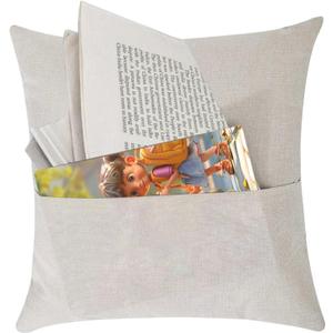 CALCA 10 Pack Pocket Pillow Cases Cover 17.72"x17.72" Sublimation Blanks Linen Pocket Pillowcase Cushion Covers for Heat Transfer DIY