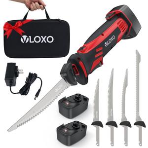 VLOXO Electric Fillet Knife-Cordless Fillet Knife for Fish with 4 Stainless Steel Blades, Non-Slip Grip, Safety Lock, Includes Storage Case