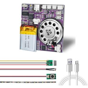 Sound Module, 16MB Push Button, Magnetron, Light Control Activated Recordable Voice Sound Chip Module with LED Light Strip, Speaker, for Greeting Card Audiobook, Xmas Presents Boxes, Kids's Toys.