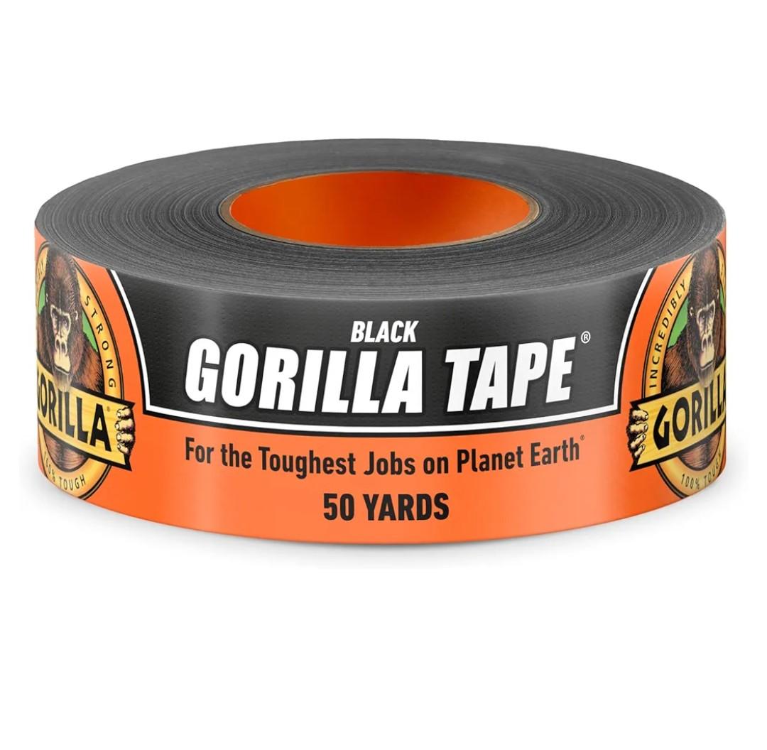Gorilla Duct Tape, Black Tape, 1.88" x 50 yd (Pack of 1) - Heavy Duty and Weather Resistant for Indoor or Outdoor