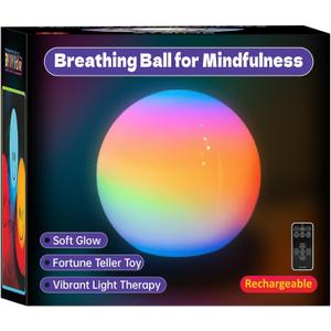 YESIE 'Breathing Ball'| Visual Meditation Tool Accessories for Mindfulness| Sound Guided| Calm Down from Stress & Anxiety Relief | Night Lamp for Adults & Kids| Sleep Aid| Remote Control (3-Inch)