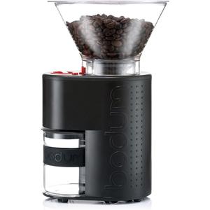 Bodum Bistro Electric Conical Burr Coffee Grinder, Preset Timer, 12 Grind Settings, Black 7.75 oz