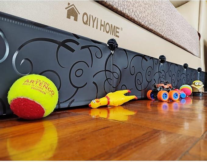 Under Bed Blocker for Pets, Stop Things Going Under Bed or Sofa Couch, Underneath Bed Bumper for Cats Dogs, Easy to Install,Total 83" Length, 7" Height, Black