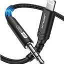 JSAUX Apple MFi Certified Lightning to 3.5mm Audio Cable 6FT, AUX Cord for iPhone Headphones Jack Compatible with iPhone 14/14 Plus/14Pro/13/13 Pro Max/12/12 Pro/11 Pro/X/XS/XR/8/Car Stereo-Black