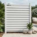 36" W X 45" H Outdoor Privacy Fence Panels Air Conditioner AC Fence Screens Kit Vinyl White Trash Garbage Can Enclosure, Plastic Picket Fence for Garden Patio Lawn - 1 Panel