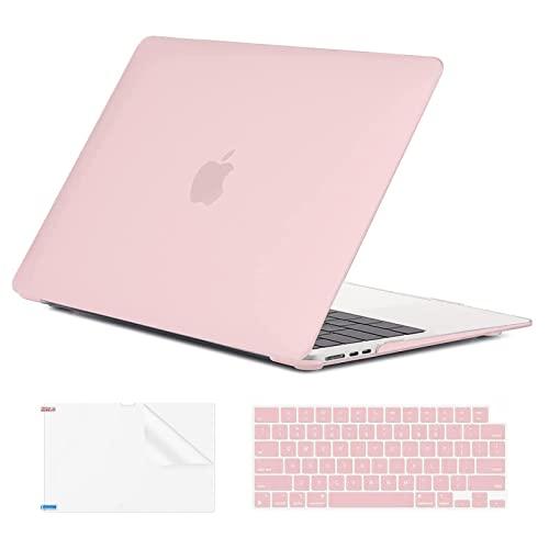 EooCoo Case Compatible with MacBook Air 13 inch M4 2025 2024 2023 2022 M3 M2 A3240 A3113 A2681, Pink Air 13.6" Laptop Hard Shell Case + Keyboard Skin Cover + Screen Protector, Matte Pink