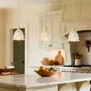 Flower Glass Pendant Light for Kitchen Island Retro Antique Pendant Lighting Vintage Gold Single Petal Ceiling Hanging Lamp Mini Modern Chandelier for Dining Room Bathroom Bedroom Farmhouse