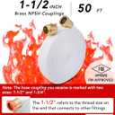 ZYfire Fire Hose - 1-1/2" ID x 50 FT Double Jacket TPU Firefighter Hose with M x F NPSH Brass Couplings 1200 PSI Burst Pressure Lightweight for Firefighting & Residential Use