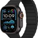 THWALK Magnetic Link Solo Loop Sport Silicone Bands Compatible with Apple Watch Ultra 2/Ultra SE Series 10 9 8 7 6 5 4 49mm 46mm 45mm 44mm 42mm 41mm 40mm Women Men (Black)