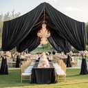 Htper 10 Panels 5x30ft Black Ceiling Drapes for Wedding Parties, Thick Wrinkle Free Canopy Tent Draping Fabric Ceiling Curtains Arch Drapery for Birthday Event Venue Decoration