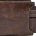 Fossil Men's Leather Bifold Sliding 2-in-1 with Removable Card Case Wallet for Men (Derrick Dark Brown)