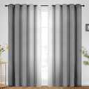 SimpleHome Ombre Room Darkening Curtains for Bedroom, Gradient Grey to Grey White Light Blocking Thermal Insulated Grommet Window Curtain/Drapes for Living Room,2 Panels, 70x84 inches Length