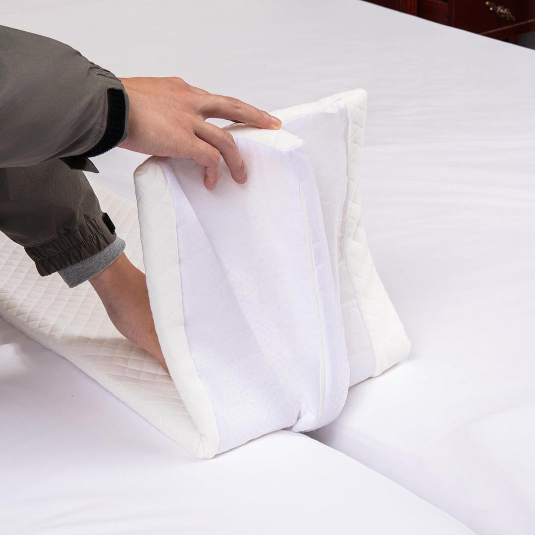 Split King Gap Filler for Adjustable Bed, Twin to King Converter with Removable Washable Cover and Non-Slip Bottom (75" L x 10" W)