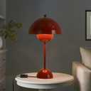 COSYLUX Modern Small Table Lamp for Bedroom, Cute Dome Shade Reflecting Light Reading Lamp for Living Room, Kid's Room, Study, Office, Beside Bedside Nightstand Desk Lamp(Coral Red/Burgundy)