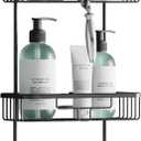 Zenna Home Rustproof Hanging Shower Caddy, Over the Shower Head Caddy with 2 Shelves and Built In Hooks, Aluminum Bathroom Hanging Organizer, Bronze