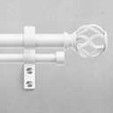 Double Curtain Rod 36-122 Inch, White Long Dual Curtain Rods with Decorative Aluminium Twisted Cage Finial, 1 Inch Adjustable Heavy Duty Telescopic Spliced Window Treatment Rods, All Metal