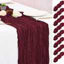 8 Pack Burgundy Table Runners 10FT Cheesecloth Table Runner Boho Gauze Table Runner Long Rustic Sheer Fabric Table Runners for Wedding Party Bridal Shower Farmhouse & Home Decor