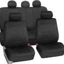 FH Group Car Seat Covers Full Set Neoprene - Universal Fit, Automotive Low Back Front Seat Covers, Airbag Compatible, Split Bench Rear Seat, Washable Seat Cover for SUV, Sedan Black