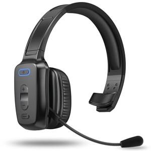 LEAYU Bluetooth Headset, 60hrs Noise Canceling V5.2 Over Head Headphones, Single Ear Trucker Wireless Headset with Mic, Mute Button, Multipoint, for Phones PC Computer Truck Driver Office Work - Black : Electronics