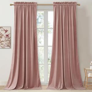 StangH Pink Velvet Curtains 90 inches Long, Nursery Girls Bedroom Privacy Window Drapes Room Darkening Home Decoration for Living Dining Room/Spa/Office, W52 x L90, 2 Panels