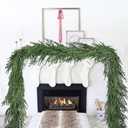 Fomlily Christmas Norfolk Pine Garland Clearance- 6ft Artificial Greenery Garlands Norfolk Pine Leaves Real Touch Garland for Christmas Holiday Mantle Fireplace Table Home Decor (6 feet)