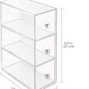 mDesign Plastic Stackable Desktop Organizer Tower Storage Station with 3 Drawers for Home Office - Holds Pens, Sticky Notes, Binder Clips, Notepads, or Gel Pens - Lumiere Collection - 2 Pack - Clear