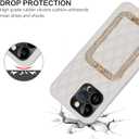 Luxury Compatible with iPhone 14 Pro Max Case with Glitter Diamond Stand, Soft Quilted Leather Design for Women & Girls 6.7" (Orange)