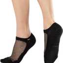 SHASHI Sparkle Mesh Socks for Women – Shimmer, Full-Coverage Non Slip Socks for Barre, Yoga and More (Gray, S)