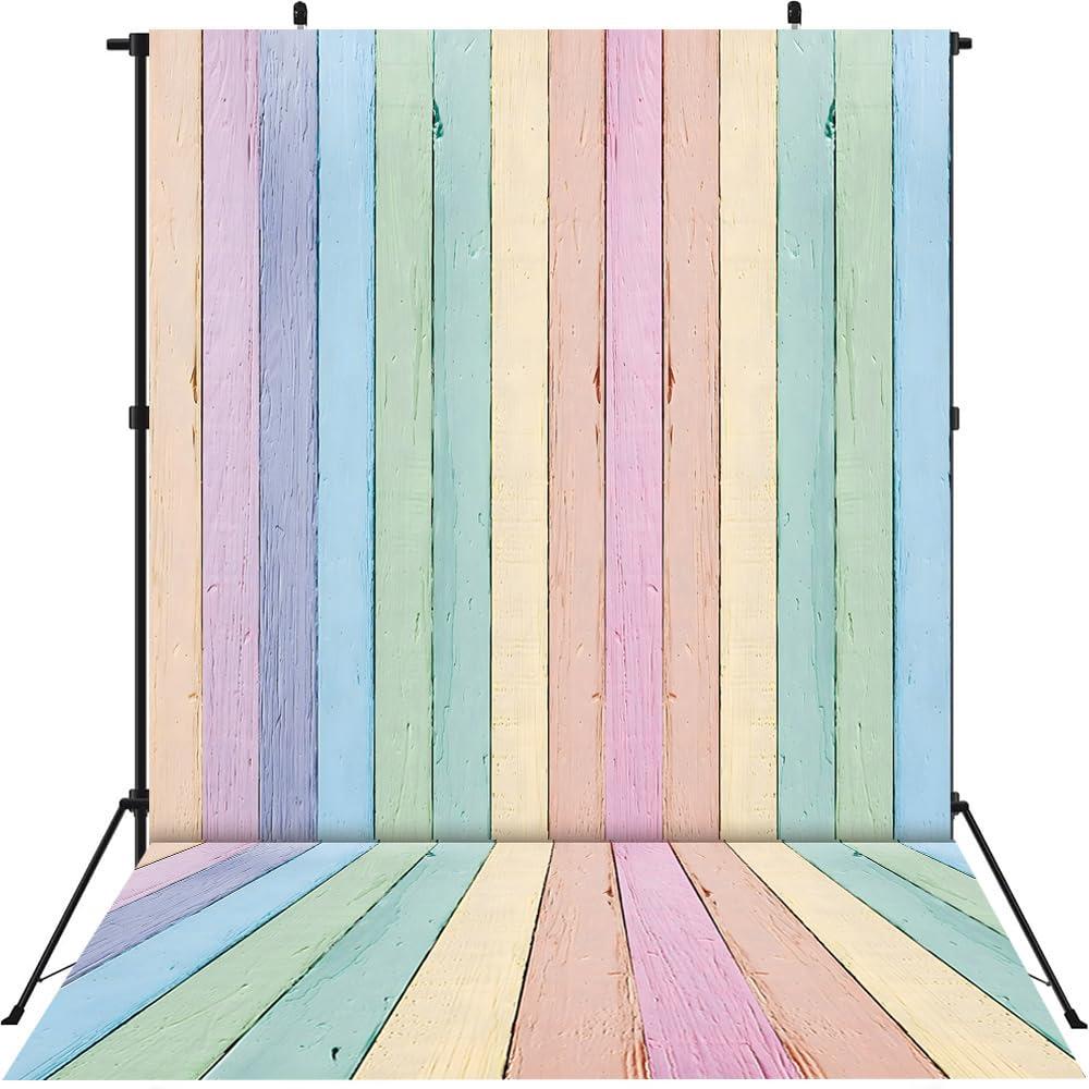Colorful Wood Easter Backdrop 8x10FT Easter Pastel Rustic Texture Photography Background Spring Theme Party Backdrop Kids Adult Baby Shower Birthday Party Decorations Photo Props (96x120 inch)